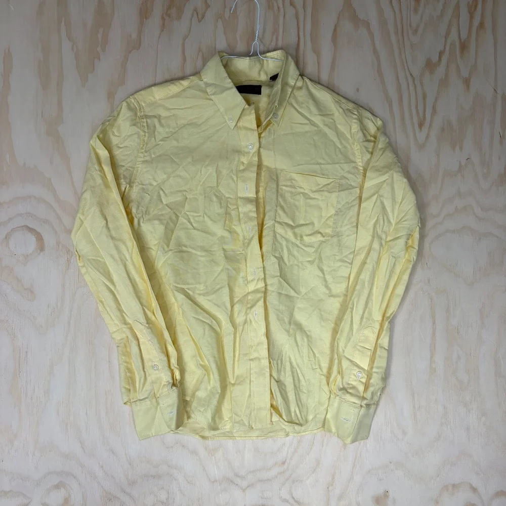 Yves Saint Laurent Activewear Yellow Button Down Shirt Vintage Cotton Blend 9/10 - Picture 1 of 6
